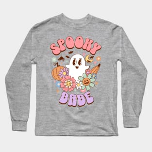 Spooky Babe Kawaii Ghost Retro Halloween Preppy Aesthetic Long Sleeve T-Shirt